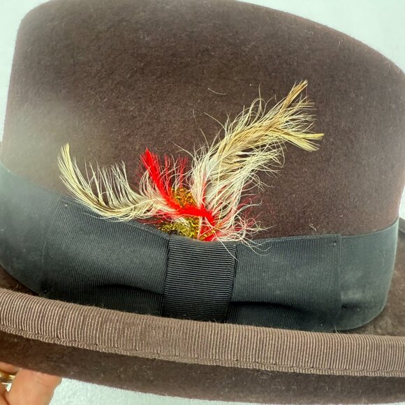 Scala Godfather Fedora Hat Wool Felt Feather Accent Brown - Picture 3 of 7